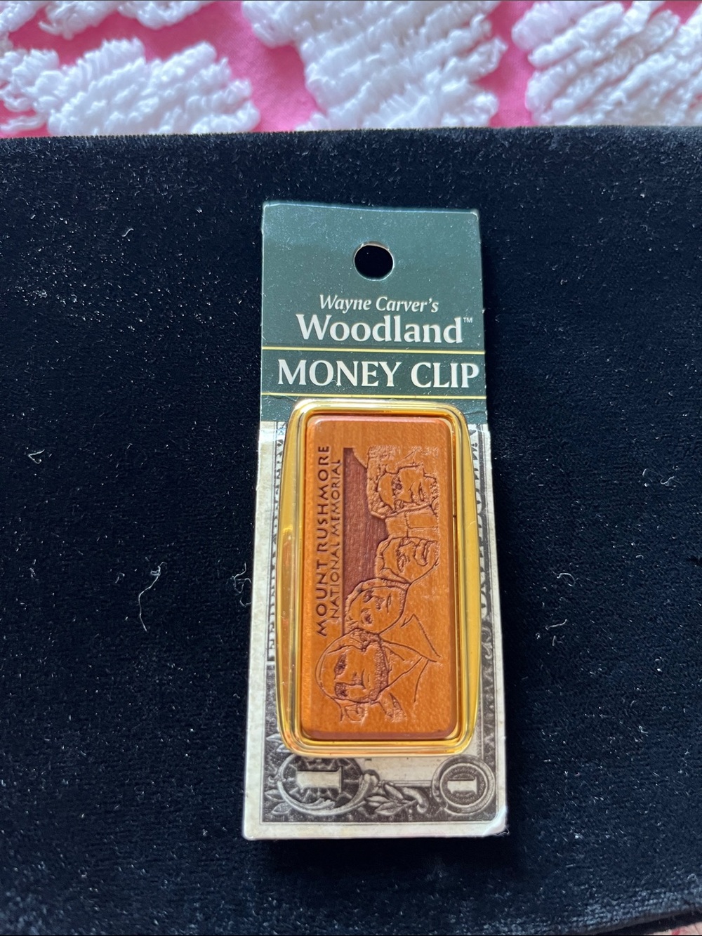 Vintage NEW Mount Rushmore Leather Money Clip - Original Packaging